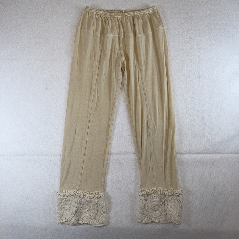 Avatar Cream Cotton Spandex Festival Pants Size Medium Lace Capris Yoga Hippie